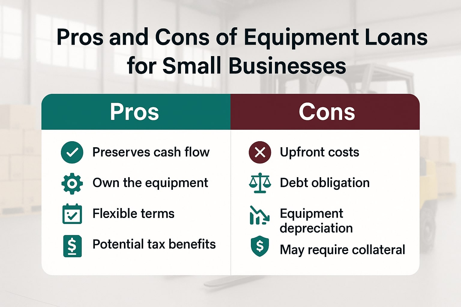 Pros and Cons of Equipment Loans for Small Businesses