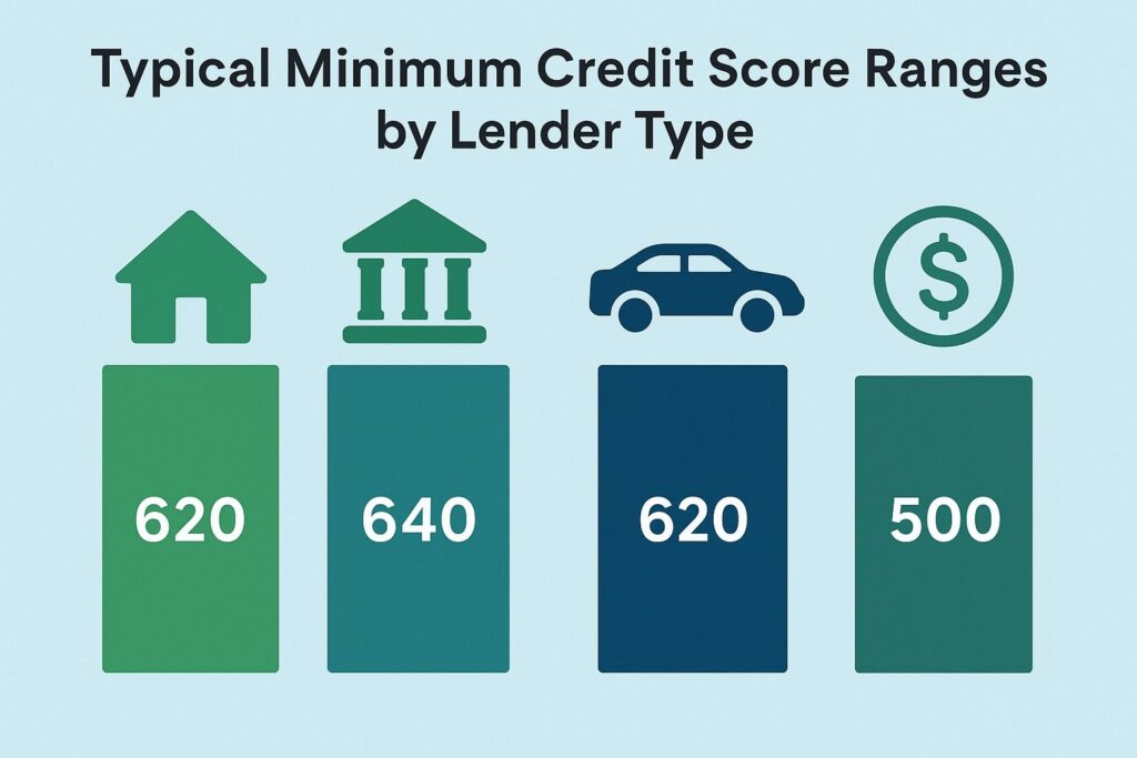 Typical Minimum Credit Score Ranges by Lender Type