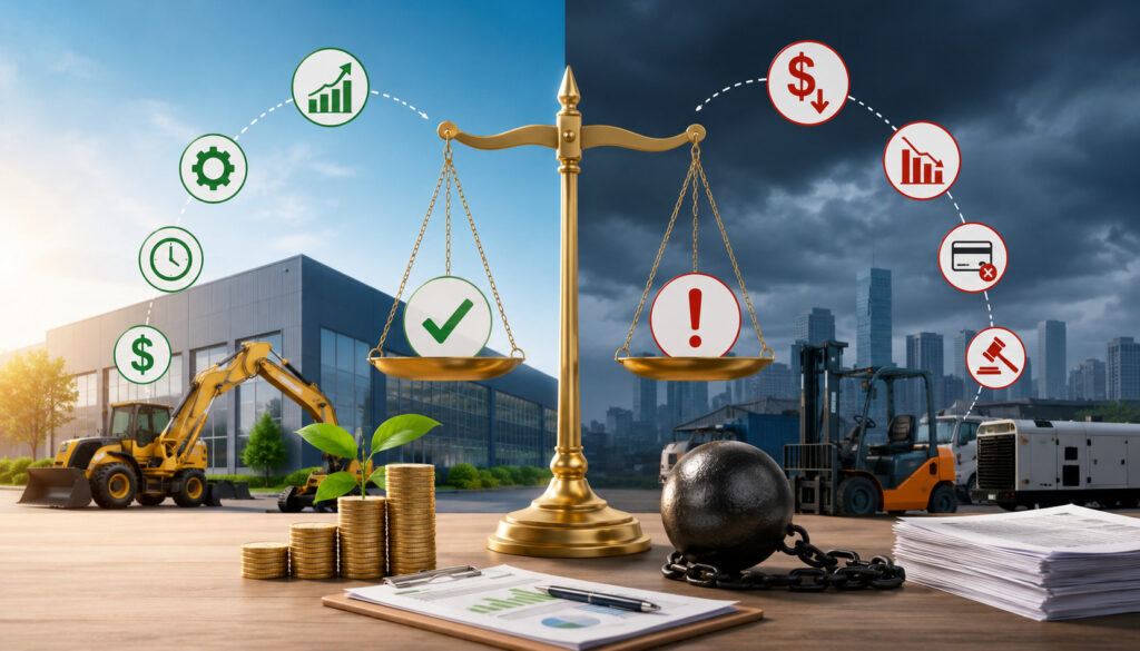 Equipment loan benefits and risks illustration