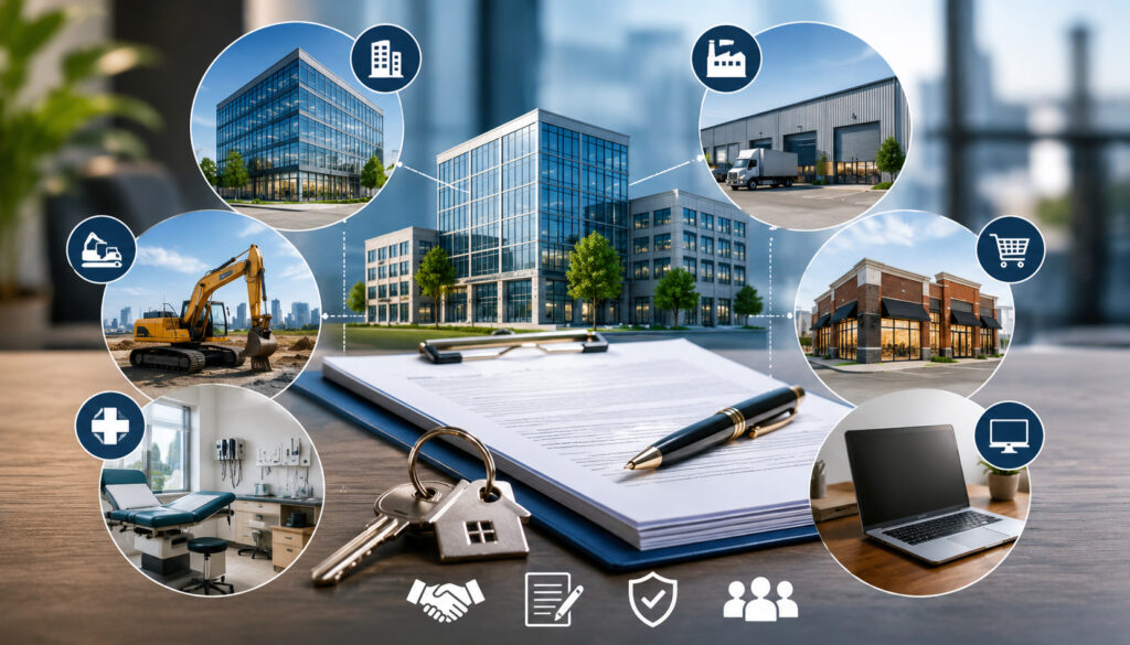 Business lease agreement types illustration